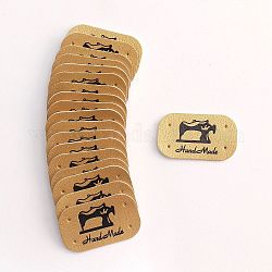 Etiquetas de cuero sintético, etiqueta en relieve hecha a mano, con agujeros, para jeans de diy, bolsas, zapatos, accesorios de sombrero, rectángulo con máquina de coser, Perú, 21x38mm