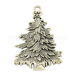 Tibetan Style Alloy Christmas Tree Big Pendants, Cadmium Free & Lead Free, Antique Silver, 67x42x3mm, Hole: 5mm