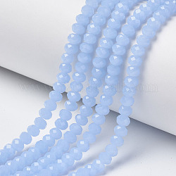 Glass Beads Strands, Imitation Jade, Faceted, Rondelle, Light Sky Blue, 3x2mm, Hole: 0.8mm, about 165~169pcs/strand, 15~16 inch(38~40cm)