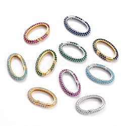 Латунные кольца из микро-паве циркония, долговечный, овальные, разноцветные, 18.5x29.5x4 мм, отверстие : 22x12 мм
