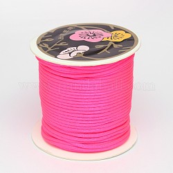 Hilo de nylon, Cordón de satén de cola de rata, de color rosa oscuro, 1mm, alrededor de 87.48 yarda (80 m) / rollo