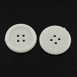 Botones de costura de acrílico, botones de plástico para el diseño de vestuario, 4 agujero, teñido, plano y redondo, blanco, 28x2mm, agujero: 1 mm