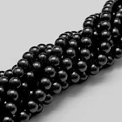 Chapelets de perles en coquille, Grade a, ronde, noir, 10mm, Trou: 1mm, Environ 38 pcs/chapelet, 15.5 pouce