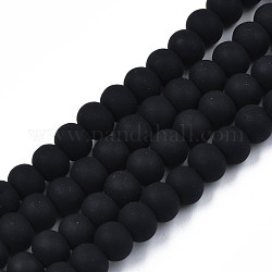 Handmade Polymer Clay Beads Strands, for DIY Jewelry Crafts Supplies, Round, Black, 7x5.5mm, Hole: 1.6mm, about 69pcs/strand, 15.75 inch~16.14 inch(40~41cm)