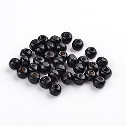 Perle di legno naturale tinte, tondo, bello per fare regali per bambini,  piombo libero, nero, 6 mm di larghezza, 5 mm di altezza, Foro: 1.5 mm