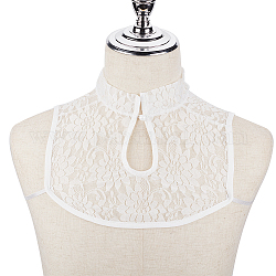 取り外し可能なポリエステル製の女性用付け襟  中空のネックライントリム  洋服縫製アップリケエッジ  DIYアクセサリー  ホワイト  275x300x9mm