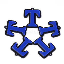 Celluloseacetat (Harz) -Anhänger, Buchstabe, Buchstaben t, Blau, 37.5x30x4 mm, Bohrung: 2 mm