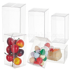 Benecreat 30 pcs 3 style rectangle transparent en plastique pvc boîte cadeau emballage, boîte pliante étanche, pour jouets et moules, clair, boîte: 5~7x5~7x10.1~14.1cm, 10 pièces / style