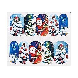 Adesivo a copertura totale per nail art della serie natalizia, involucro misto per nail art con pupazzo di neve di Babbo Natale, per le donne ragazze decorazioni per unghie invernali, colorato, 6.2x5.4cm