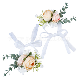 Шелковое запястье, с пластиковой имитацией цветка, для свадьбы, партийные украшения, оранжевые, 585~590 мм
