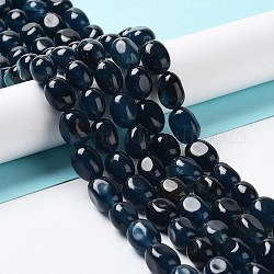 Chapelets de perles de jade naturel, teinte, pépites, pierre roulée, bleu de Prusse, 9.5~11.5x8~8.5x7~8mm, Trou: 1mm, Environ 34~38 pcs/chapelet, 14.76~15.16'' (37.5~38.5 cm)
