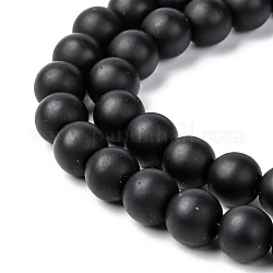 Chapelets de perles en verre opaques, mat, ronde, noir, 8mm, Trou: 1 mm, Environ 46 pcs/chapelet, 15.3 pouce