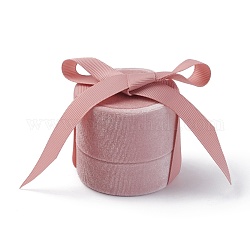 Caja de juego de joyería de terciopelo, con cinta y cartulina, para collares, columna, rosa, 6x5.5 cm, diámetro interior: 5.1 cm