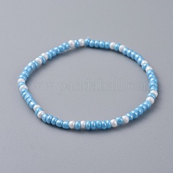 Bracelets extensibles pour enfants en perles de verre, bleu ciel, 2 pouce (5 cm)