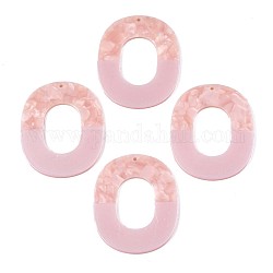 Durchscheinende Anhänger aus Celluloseacetat (Harz), Ton zwei, ovalen Ring, rosa, 49x40x3 mm, Bohrung: 1.4 mm