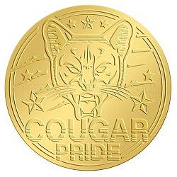 Самоклеящиеся наклейки с тиснением золотой фольгой, стикер украшения медали, картина тигр, 50x50 мм