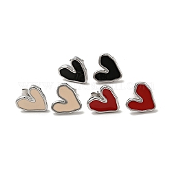 Heart 304 Stainless Steel Stud Enamel Earrings, with 316 Surgical Stainless Steel Pin, Mixed Color, 12.5x13mm, Pin: 0.7mm