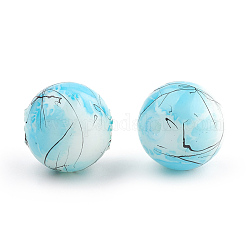 Chapelets de perles en verre peint brossé & cuisant, ronde, lumière bleu ciel, 4mm, Trou: 1.1~1.3mm, Environ 200 pcs/chapelet, 31.4 pouce