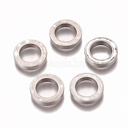 Abalorios de 304 acero inoxidable, anillo, color acero inoxidable, 10x2mm, agujero: 6.5 mm