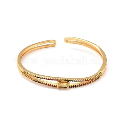 Rectangle Colorful Cubic Zirconia Cuff Bangle, Brass Micro Pave Cubic Zirconia Open Bangle for Women, Lead Free & Cadmium Free, Real 18K Gold Plated, Inner Diameter: 2-1/8 inch(5.5cm)x1-7/8 inch(4.75cm)