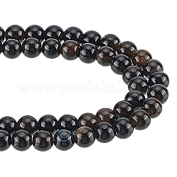 Gomakerer 2 rangs de perles d'onyx noir naturel, grade AB, ronde, teints et chauffée, 3.5~4mm, Trou: 0.8mm, Environ 92 pcs/chapelet, 15.5 pouce (39.37 cm)