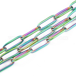 Ионное покрытие (ip) 304 скрепки из нержавеющей стали, тянутые удлиненные кабельные цепи, пайки, с катушкой, Радуга цветов, 12x4x1 мм, 32.8 фут (10 м) / рулон