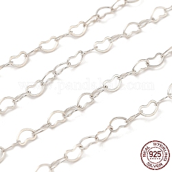 925 Herz-Gliederkette aus Sterlingsilber, gelötet, Silber, 2.5x4x0.3 mm