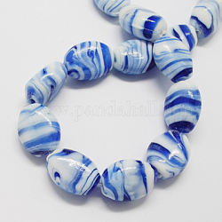 Manuell Murano Glas Perlen, Oval, königsblau, 21x17x12 mm, Bohrung: 1~3 mm