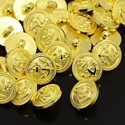 1 hoyos botones de caña del acrílico chapado, botones náuticos, plano y redondo con botones de ancla, dorado, 15x3mm, agujero: 2 mm