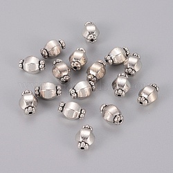 Perles de séparateur de style tibétain , sans plomb et sans cadmium, baril, argent antique, environ 7 mm de diamètre, Longueur 10mm, Trou: 1mm