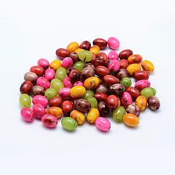 Spray Painted Drawbench Acrylic Beads, Oval, Mixed Color, 10x7.5mm, Hole: 1mm, about 1400pcs/500g
