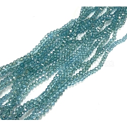 Rondelle facettée demi-arc-en-ciel plaqué de perles de verre plaquées transparentes, turquoise pale, 3.5x2mm, Trou: 0.5mm, Environ 148 pcs/chapelet, 14.9 pouce