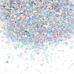 Gorgecraft laserglänzende Nailart-Glitter, Maniküre Pailletten, diy sparkly paillette Tipps Nagel, Sterne & Mond, Farbig, 3~4x1~4 mm