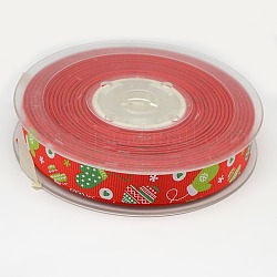 Nastro del grosgrain guanti di Natale stampato per Natale pacchetto regalo, rosso, 3/8 pollice (9 mm), circa 100iarde / rotolo (91.44m / rotolo)