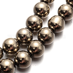 Chapelets de perles en hématite électrolytique sans magnétique, ronde, l'imitation de la pyrite, 6mm, Trou: 1mm, Environ 70 pcs/chapelet, 15.7 pouce