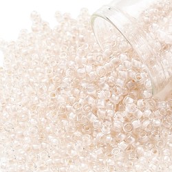 Toho perles de rocaille rondes, Perles de rocaille japonais, (1068) cristal doublé rose pâle, 8/0, 3mm, Trou: 1mm, environ 10000 pcs / livre