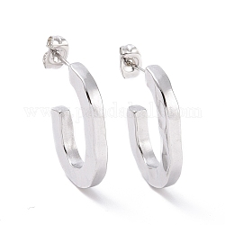 304 Stainless Steel Stud Earring for Women, Letter C, Stainless Steel Color, 23x17x3mm, Pin: 0.8mm