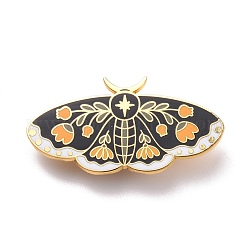 Papillon avec broche en émail fleur, broche en émail en alliage exquis pour vêtements de sac à dos, or, orange, 23x45x8.5mm, pin: 0.7 mm