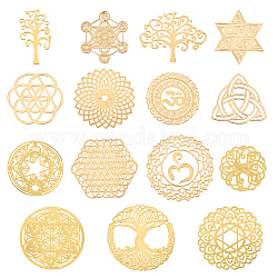 OLYCRAFT 15pcs Energy Rune Stickers Geometry Orgone Pyramid Sticker Self Adhesive Golden Brass Stickers Energy Tower Material for Scrapbooks DIY Resin Crafts Phone & Water Bottle Decoration
