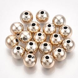 UV Plating ABS Plastic Beads, Round, Rose Gold Plated, 19.5~20x19mm, Hole: 3mm