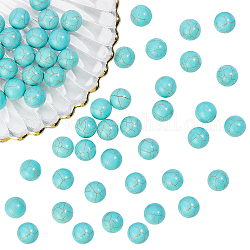 Arricraft 50pcs perles turquoises synthétiques, pas de trous / non percés, ronde, 12mm