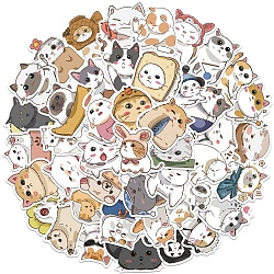 Colorful Cartoon Cat Paper Stickers, Vinyl Waterproof Decals, for Water Bottles Laptop Phone Skateboard Decoration, Mixed Color, 40~60mm, 50pcs/set