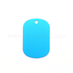 Colored Aluminum Pendants, Laser Cut, Double Sided Dog Pet Name Phone Number ID Tag Charm, Oval, Dodger Blue, 38x25x1mm, Hole: 3.5mm