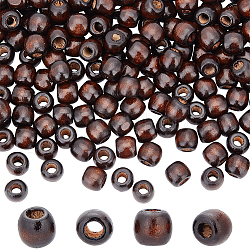 Bois perles européennes, perle avec trou grande, teinte, baril, café, 11.5x11mm, Trou: 5.2mm, 100 pcs /sachet 
