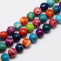Perle di diaspro imperiale sintetico, tinto, tondo, colore misto, 4mm, Foro: 1 mm, circa 95pcs/filo, 15.7 pollice