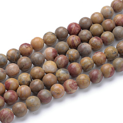 Natural Red Rainbow Jasper Round Beads Strands, 8~8.5mm, Hole: 1mm, about 47pcs/strand, 15.5 inch