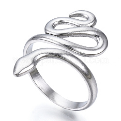 304 anneau de manchette ouvert serpent en acier inoxydable pour femme, couleur inoxydable, nous taille 6 3/4 (17.1mm)