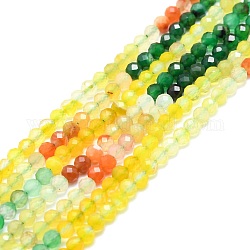Natürliche Achat Perlen Stränge, facettiert, Runde, gefärbt, Gelb, 4 mm, Bohrung: 0.8 mm, ca. 85 Stk. / Strang, 15.16''~15.55'' (38.5~39.5 cm)