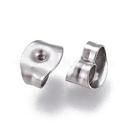 304 Stainless Steel Ear Nuts, Butterfly Earring Backs for Post Earrings, Stainless Steel Color, 6x4x3mm, Hole: 0.7mm