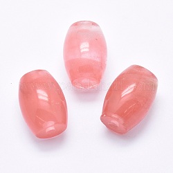 Altre perle di vetro pietra anguria, mezzo forato (fori su entrambi i lati), barile, salmone, 24.5~25x18mm, Foro: 2.5~3 mm